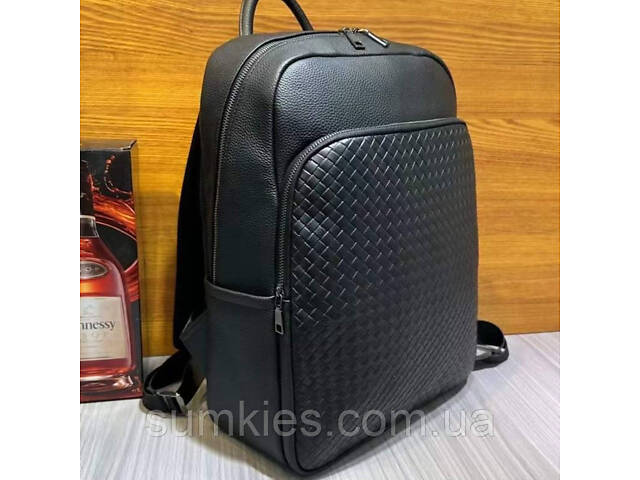 Рюкзак чоловічий з натуральної шкіри 30х41х12, міська сумка на спину для ноутбука Tiding Bag чорна - Фото 6
