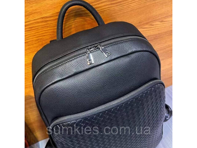 Рюкзак чоловічий з натуральної шкіри 30х41х12, міська сумка на спину для ноутбука Tiding Bag чорна - Фото 9