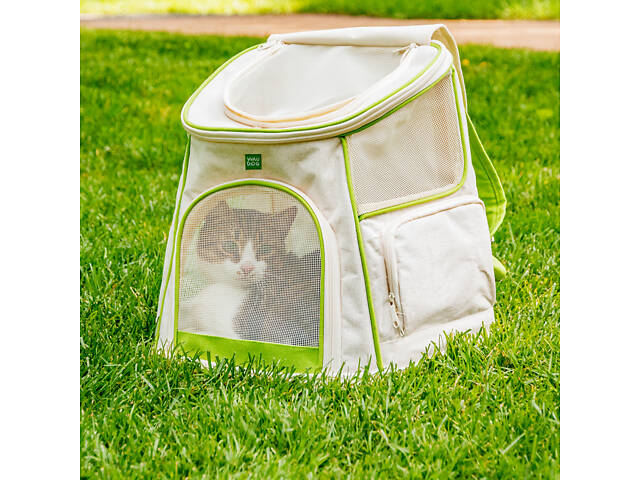 Рюкзак-переноска для котів та дрібних порід собак WAUDOG Relax Eco, 40*40*26 см, до 8 кг - Фото 3