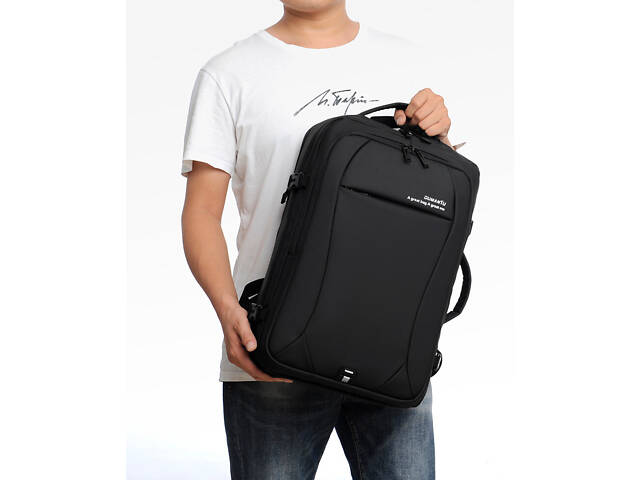 Рюкзак-сумка трансформер Digital Dumantu 2101 для ноутбука 15,6' протиударний Чорний (IBN042B) - Фото 9