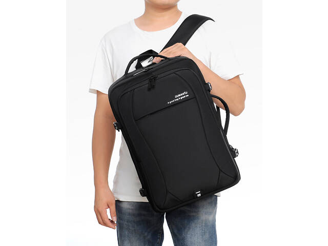 Рюкзак-сумка трансформер Digital Dumantu 2101 для ноутбука 15,6' протиударний Чорний (IBN042B) - Фото 10