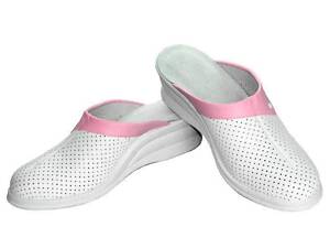 Сабо медицинские кожаные женские Tellus (гелеввый супинатор) Лєна 50-08/06 белый/розовый (36-41)