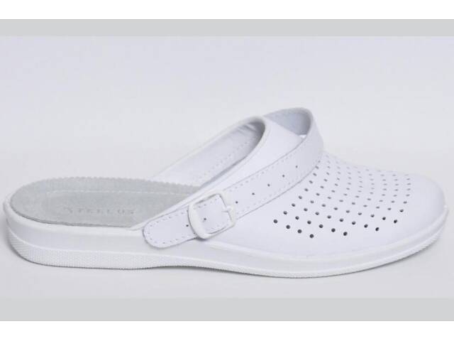 Сабо медицинские кожаные мужские Tellus (гелеввый супинатор) Іонел 52-08/02 белый размер 43 (41-46) - Фото 2