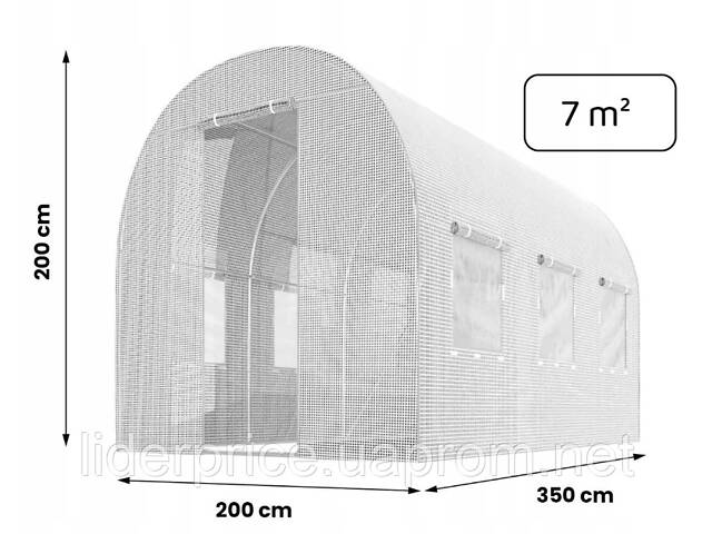 Садовая теплица с окнами Plonos 7m2 Белая = 350х200х200 см (4971-A), оригинал! - Фото 5