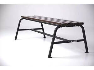 Садовая лавка Classic без спинки из ПВХ на металлическом каркасе 1503х450х650. Коричнево-черный