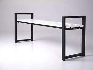 Садовая лавка Modern без спинки из ПВХ на металлическом каркасе 1504х822х707. Черно-белый