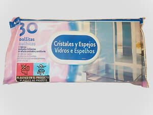 Серветки для скла Deliplus вологі для очищення скляних та дзеркальних поверхонь 30 шт. Bosque Verde Vidros e Espelhos