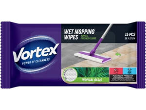 Серветки для прибирання Vortex Tropical Oasis Вологі для підлоги 15 шт. (4823071663525)