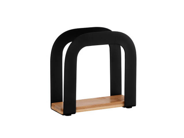 Салфетниця Ardesto Midori 12х4.5х12см, метал, бамбук, чорна (AR0911BB) - Фото 1