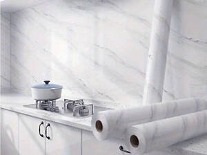 Самоклейна плівка під мармур для кухні 3 м на 60 см Білий мармур Декоративна мармурова наклейка на меблі