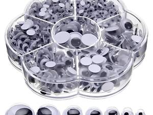 Самоклеящиеся подвижные глаза RESTEQ — набор 700 шт. разных размеров для творчества, аппликаций и игрушек