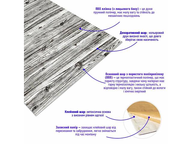 Самоклеящаяся 3D панель 19600x700x3мм Дерево Зебра love-shopping - Фото 3