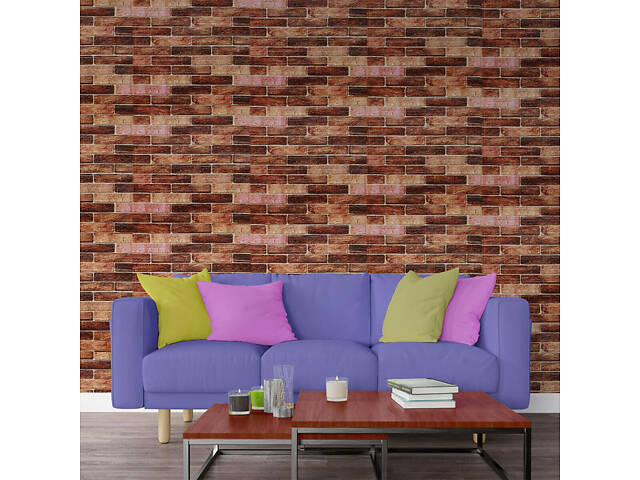 Самоклеюча 3D панель 19600x700x3мм Коричнева Катеринославська Цегла SW-00001469 - Фото 6