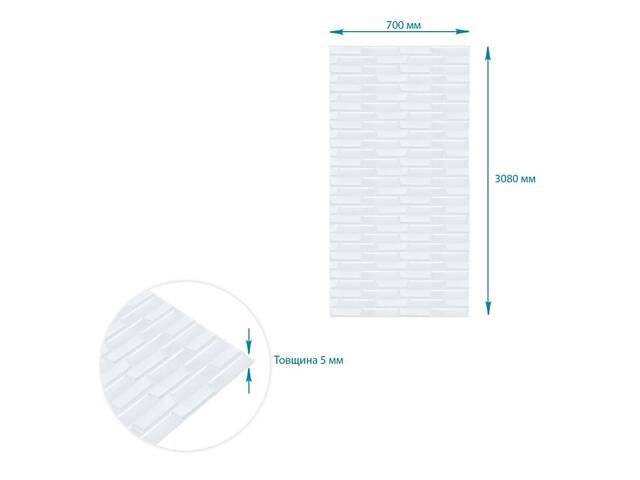 Самоклеюча 3D панель 3080x700x5мм Біла Кладка SW-00001759 - Фото 4