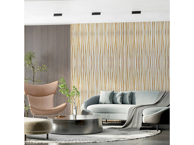 Самоклеюча 3D панель 700х700х5мм Золоті стрічки (440) SW-00001184 - Фото 5