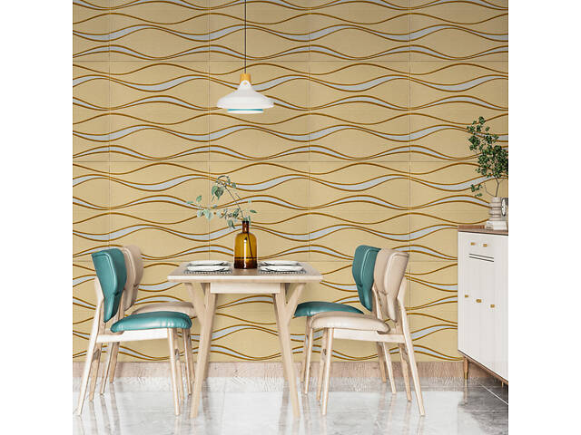 Самоклеюча 3D панельі 700x700x5мм золоті хвилі (194) SW-00000766 - Фото 5