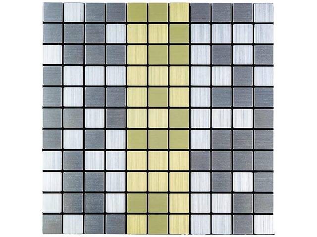 Самоклеюча алюмінієва плитка срібна із золотом мозаїка 300х300х3мм SW-00001826 (D) - Фото 1