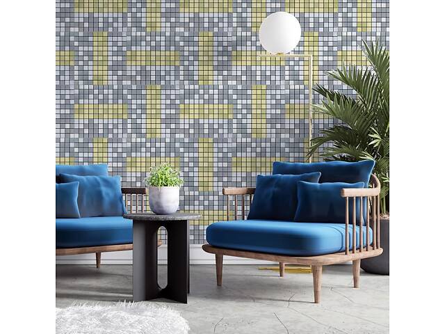 Самоклеюча алюмінієва плитка срібна із золотом мозаїка 300х300х3мм SW-00001826 (D) - Фото 6