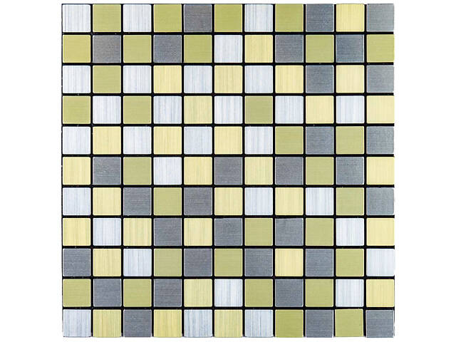 Самоклеюча алюмінієва плитка срібна із золотом шахівниця 300х300х3мм SW-00001827 (D) - Фото 1