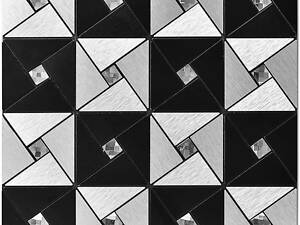 Самоклеюча алюмінієва плитка 300х300х3мм Чорно-срібна зі стразами SW-00001773