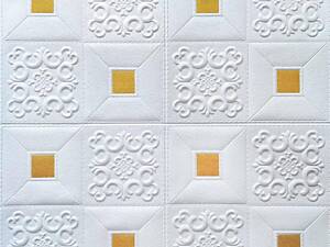 Самоклеюча декоративна настінно-стельова 3D панель фігури з золотом 700х700х5мм (314) SW-00000755