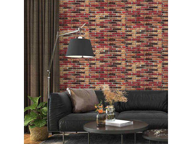 Самоклеюча декоративна 3D панель 700х770х5мм Бежево-коричнева Катеринославська цегла (047) SW-00000026 - Фото 5