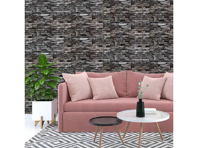 Самоклеюча декоративна 3D панель 700х770х5мм Сіра цегла піщаник (059) SW-00000178 - Фото 5