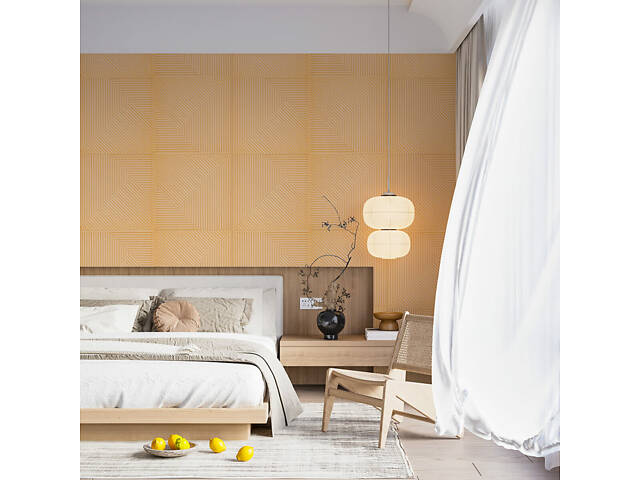 Самоклеюча декоративна 3D панель Бамбук Жовто-пісочний 500х500х5мм SW-00002879 - Фото 5