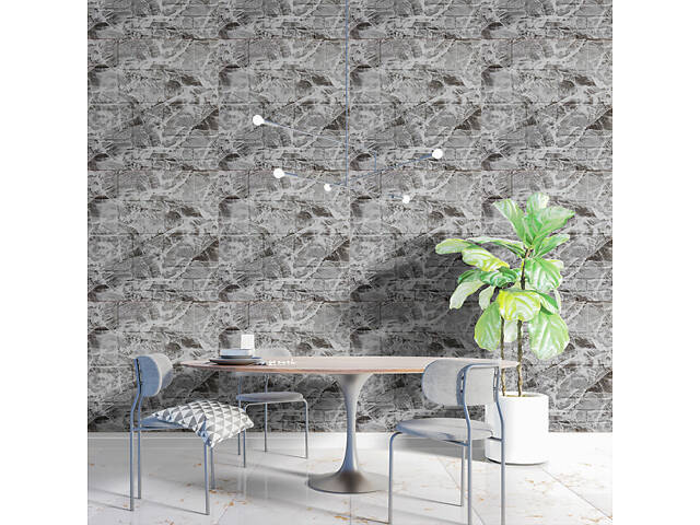 Самоклеюча декоративна 3D панель Камінь чорно-білий мармур 700х700х7мм (154) SW-00000219 - Фото 5