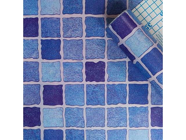 Самоклеящаяся пленка 0,45х10м х 0,07мм Синяя мозаика SW-00000825 - Фото 1
