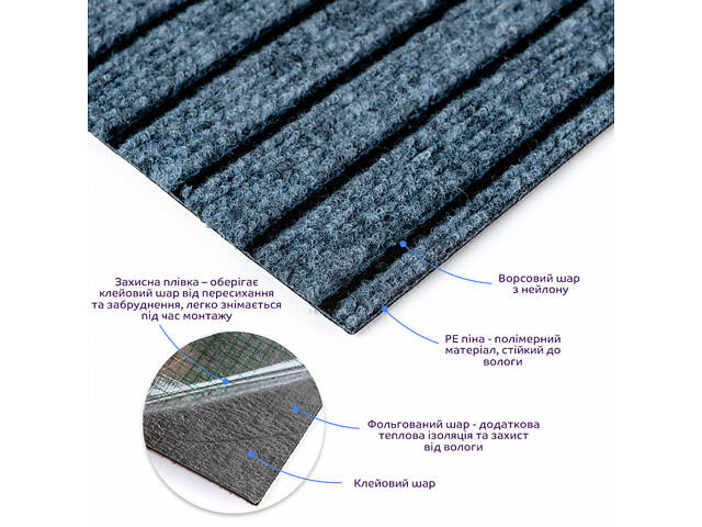 Самоклеящаяся плитка под ковролин 300х300х4,5мм SW-00002484 - Фото 2