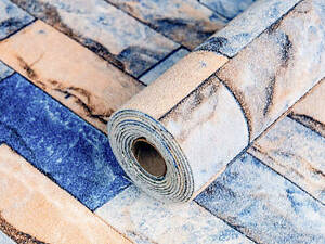 Самоклеючі шпалери 2800х500х1,5мм Синьо-жовта катиринославська цегла (D) SW-00001785