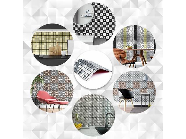 Самоклеющаяся алюминиевая плитка серебряная мозаика 300х300х3мм SW-00001167 (D) - Фото 5