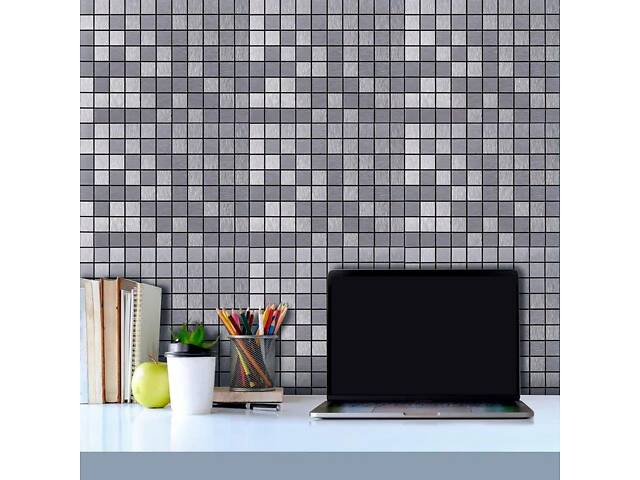 Самоклеющаяся алюминиевая плитка серебряная мозаика 300х300х3мм SW-00001167 (D) - Фото 6