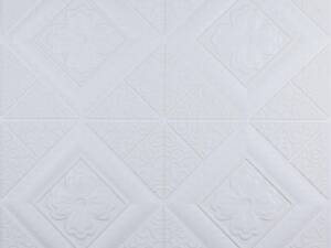 Самоклеюча декоративна 3D панель біла вишиванка 700x700x5 мм