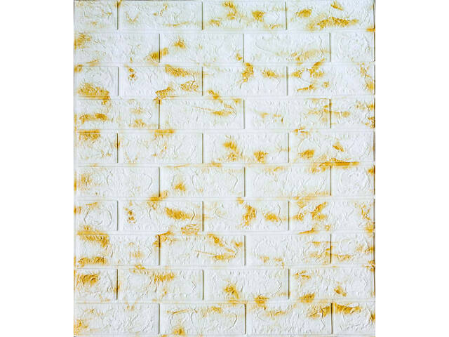 Самоклеющаяся декоративная 3D панель желто-белый мрамор 700x770x5 мм - Фото 1