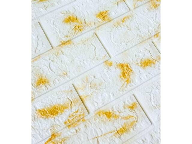 Самоклеющаяся декоративная 3D панель желто-белый мрамор 700x770x5 мм - Фото 2