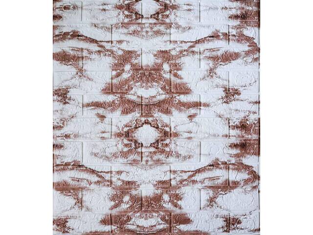 Самоклеющаяся декоративная 3D панель коричнево-белый мрамор 700x770x5 мм - Фото 1