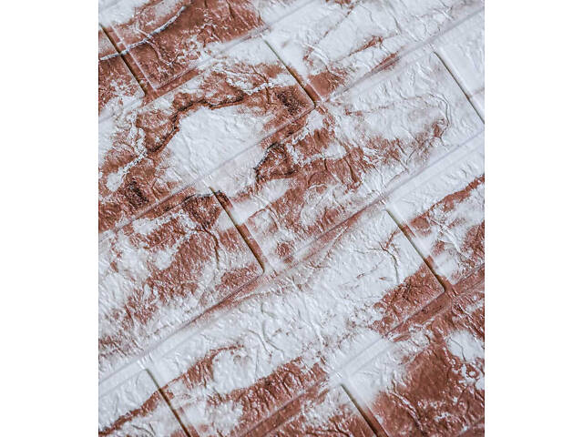 Самоклеющаяся декоративная 3D панель коричнево-белый мрамор 700x770x5 мм - Фото 2