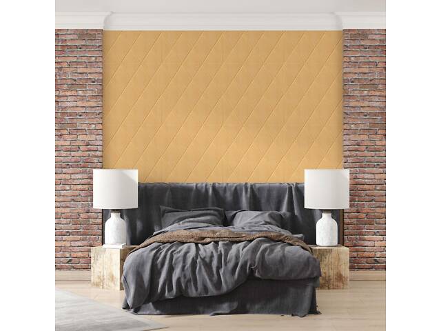 Самоклеюча декоративна настінно-стельова 3D панель Ромби під шкіру 700*700*5mm BEIGE SW-00001881 - Фото 5