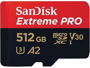 SanDisk Карта памяти microSD 512GB C10 UHS-I U3 R200/W140MB/s Extreme Pro V30 + SD