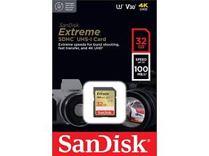 SanDisk Карта памяти SD 32GB C10 UHS-I U3 R100/W60MB/s Extreme V30