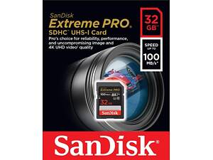 SanDisk Карта памяти SD 32GB C10 UHS-I U3 R100/W90MB/s Extreme Pro V30
