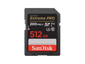 SanDisk Карта памяти SD 512GB C10 UHS-I U3 R200/W140MB/s Extreme Pro V30.