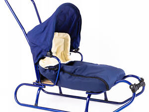 Санки 5в1 (сани, спинка, ручка, козырек, спальник) (синий)