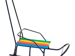 Сани 'Классик' круглые полозья - синий / С РУЧКОЙ /