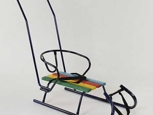 Сани 'Санта' - ЦВЕТНЫЕ, цвет синий /С РУЧКОЙ/