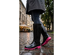 Чоботи жіночі гумові чорні Д871