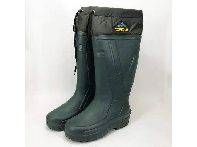 Чоботи якісні утеплені гумові високі. Розмір 43, гумові чоботи для полювання та риболовлі - Фото 1