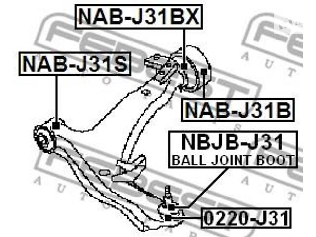 Сайлентблок подвески NISSAN QUEST (V42) / NISSAN TEANA (J31) 2002-2009 г.